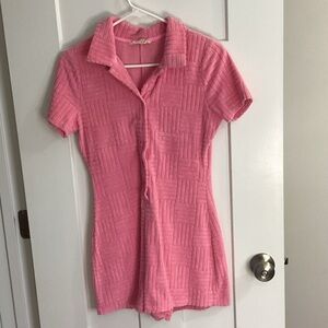 The Vintage Shop Pink Textured Romper